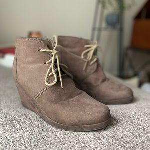 Suede wedge booties